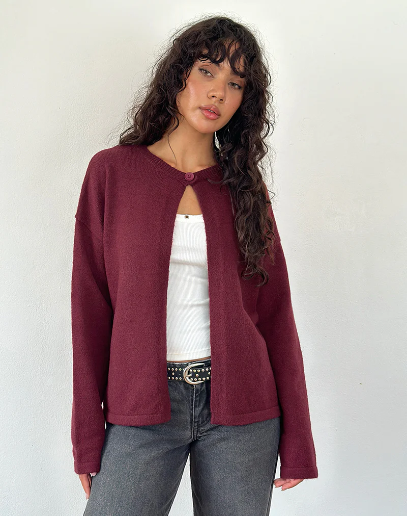 Maureen Cardigan in Wine - Image 5