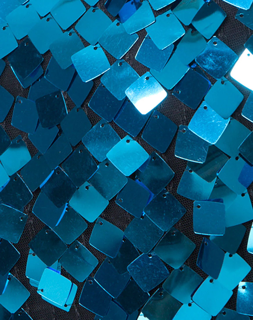 Mausi Dress in Square Sequin Teal - Image 6