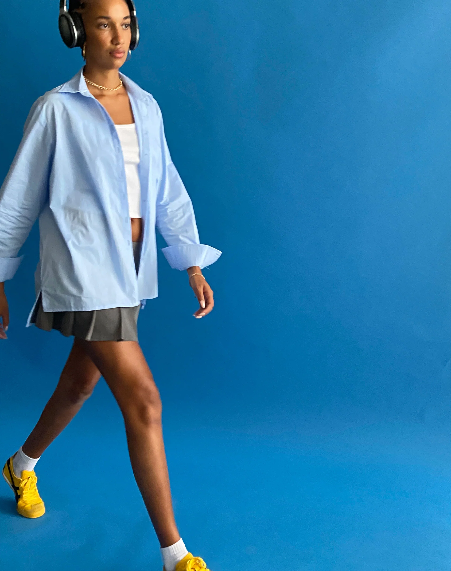 Mavis Button Up Shirt in Poplin Sky Blue - Image 2