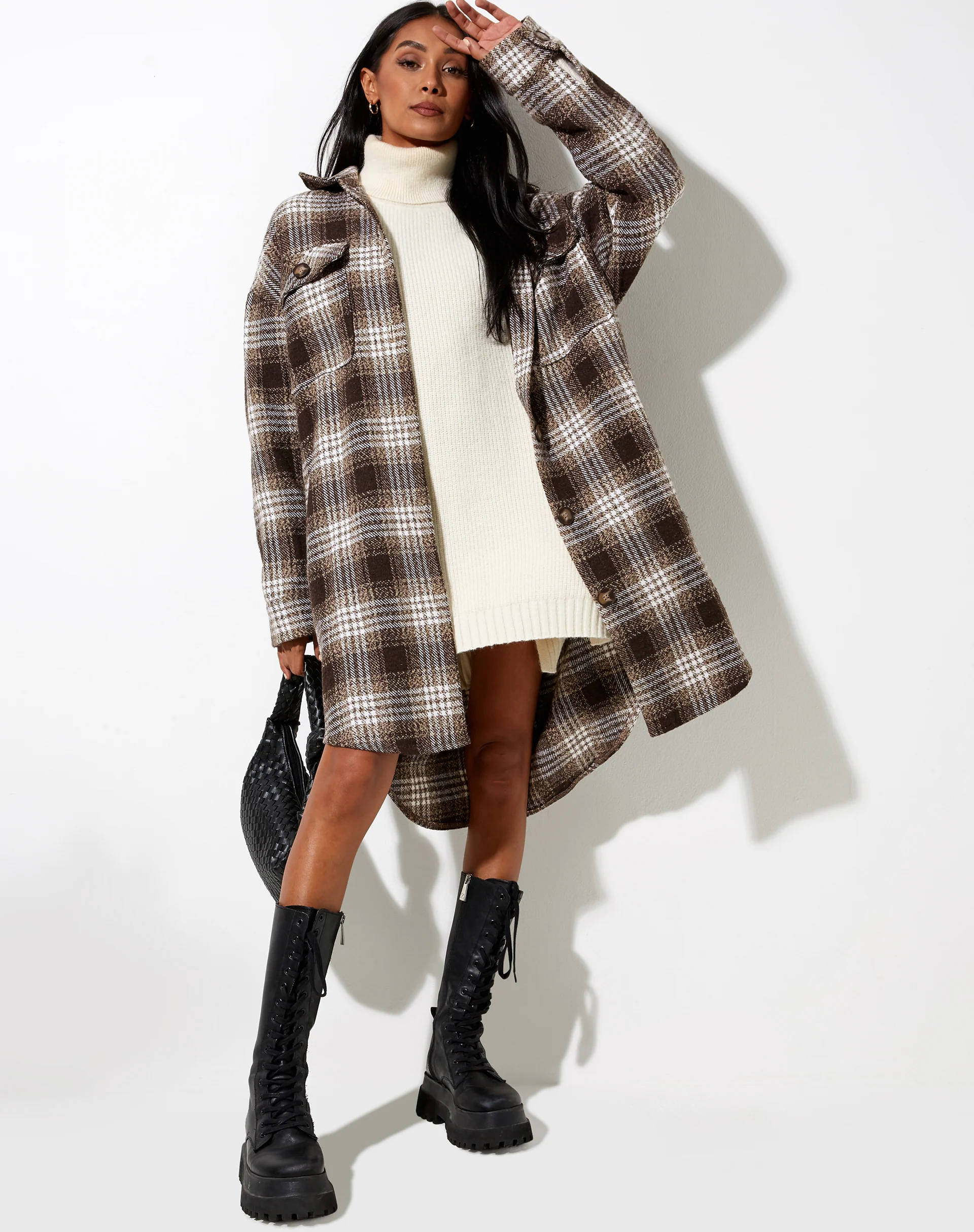 Maxiella Shirt in Brown Check - Image 5