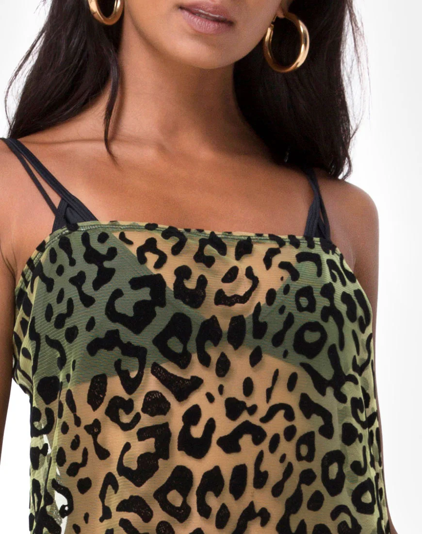 Maxine Maxi Dress in Lime Animal Flock - Image 5