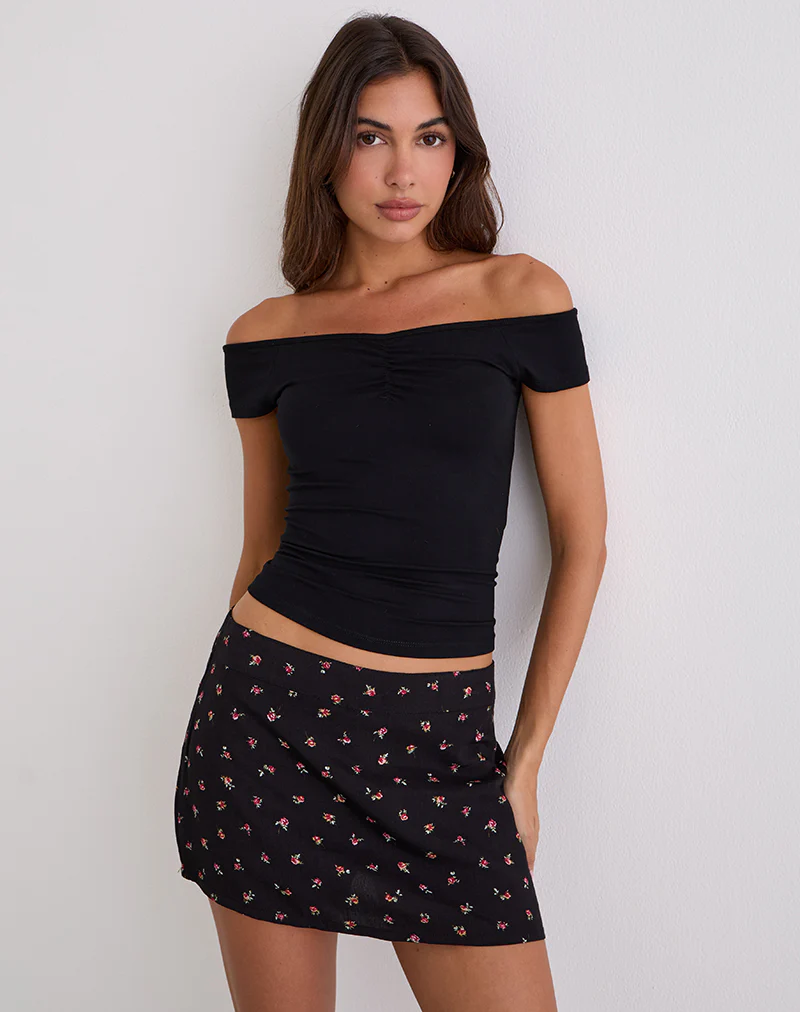 Mayomi Off Shoulder Ruched Top in Black - Image 4