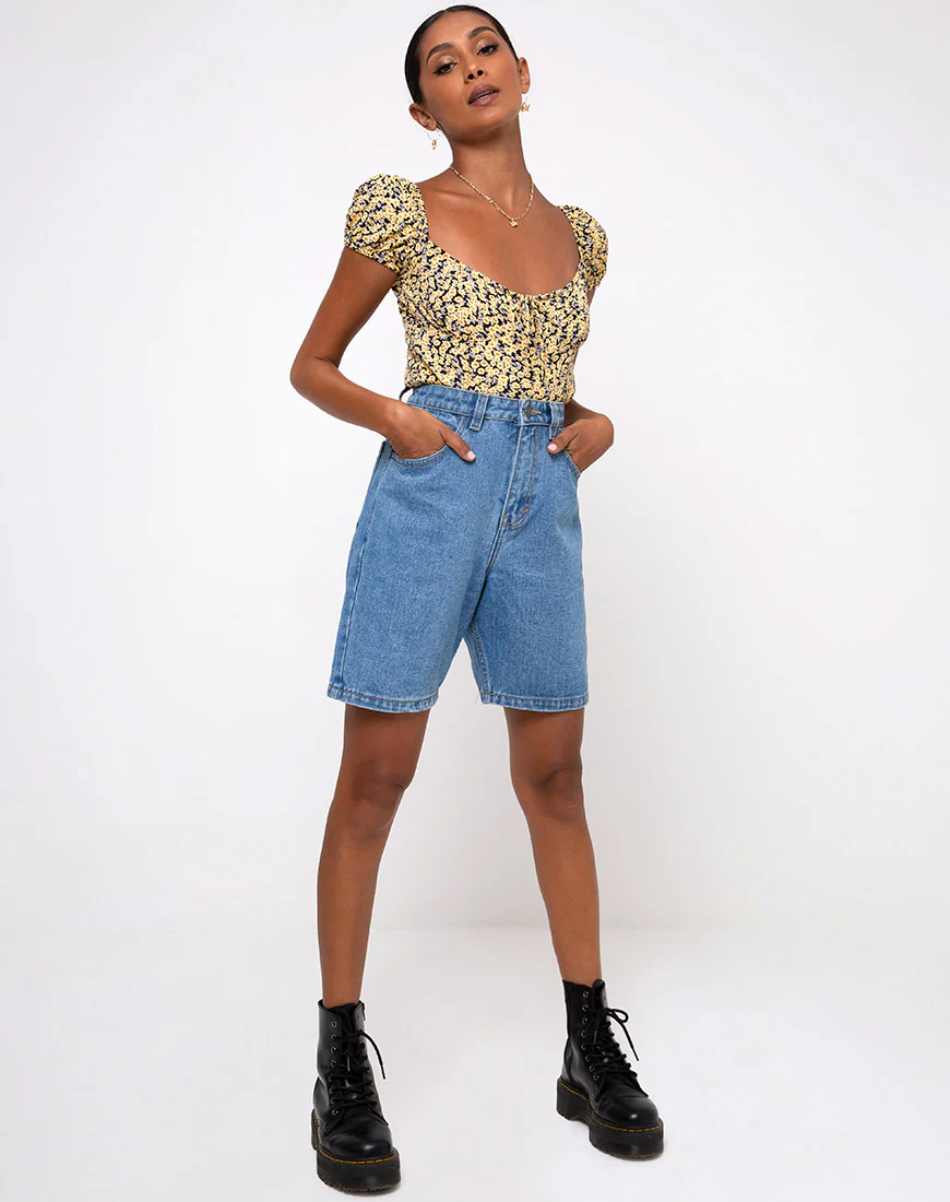 Mazu Top in Mini Bloom Yellow - Image 3