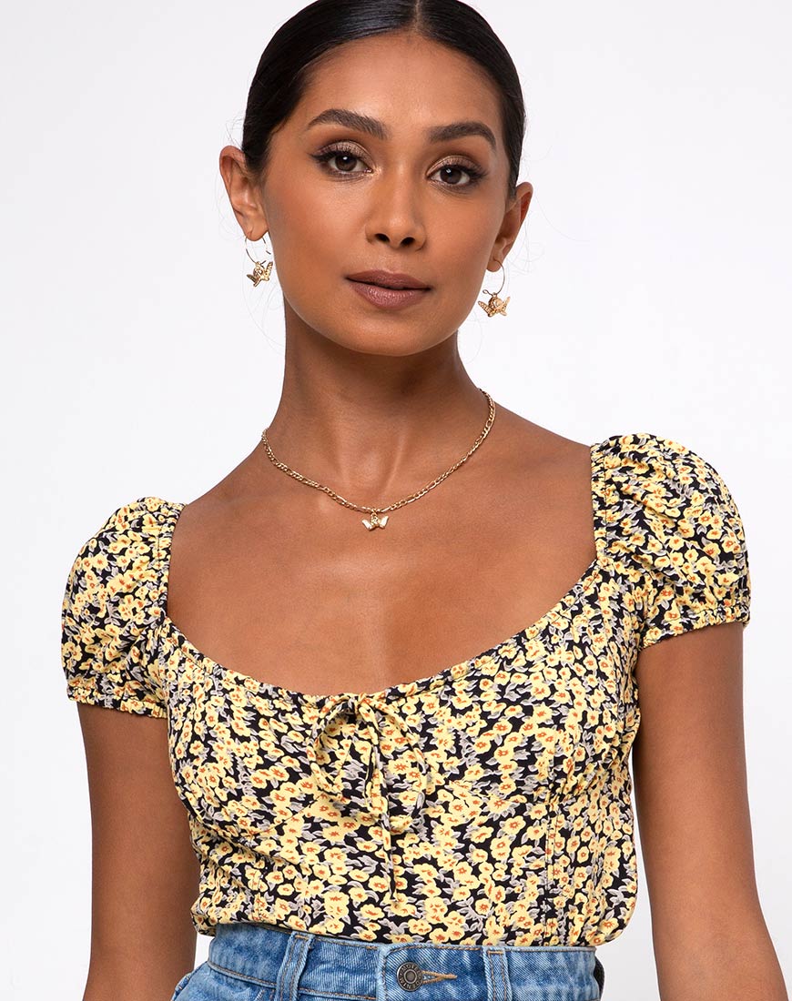 Mazu Top in Mini Bloom Yellow - Image 5