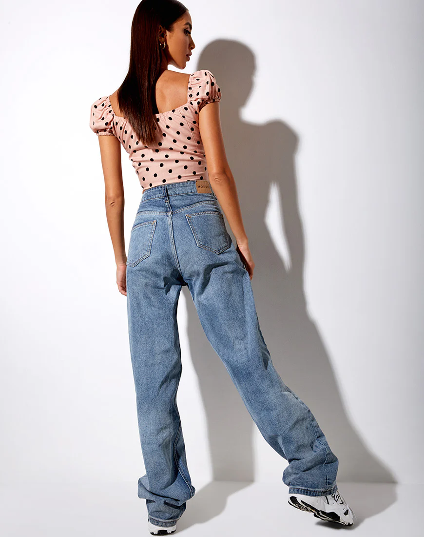 Mazu Crop Top in New Polka Nude Black - Image 4