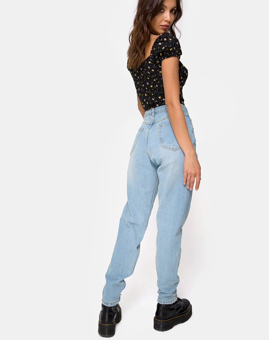 Mazu Top in Pretty Petal Black - Image 4