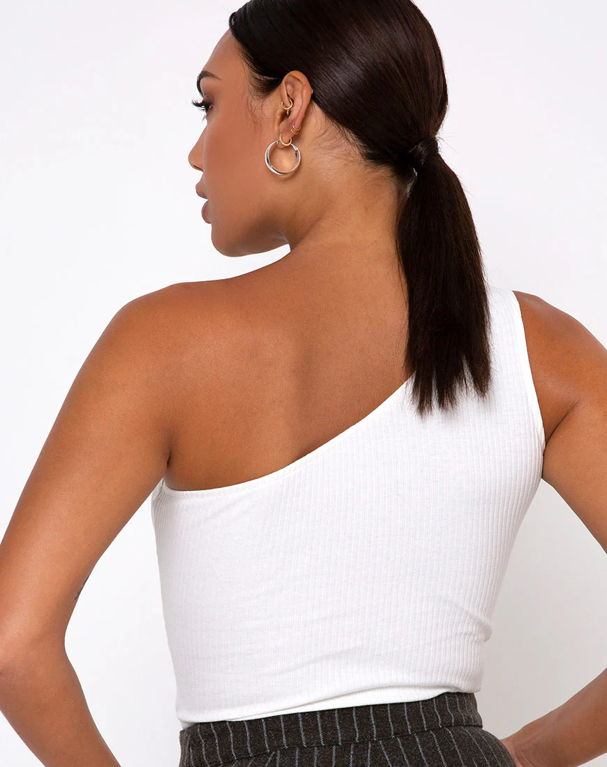 Medi One Shoulder Top in Ivory - Image 2