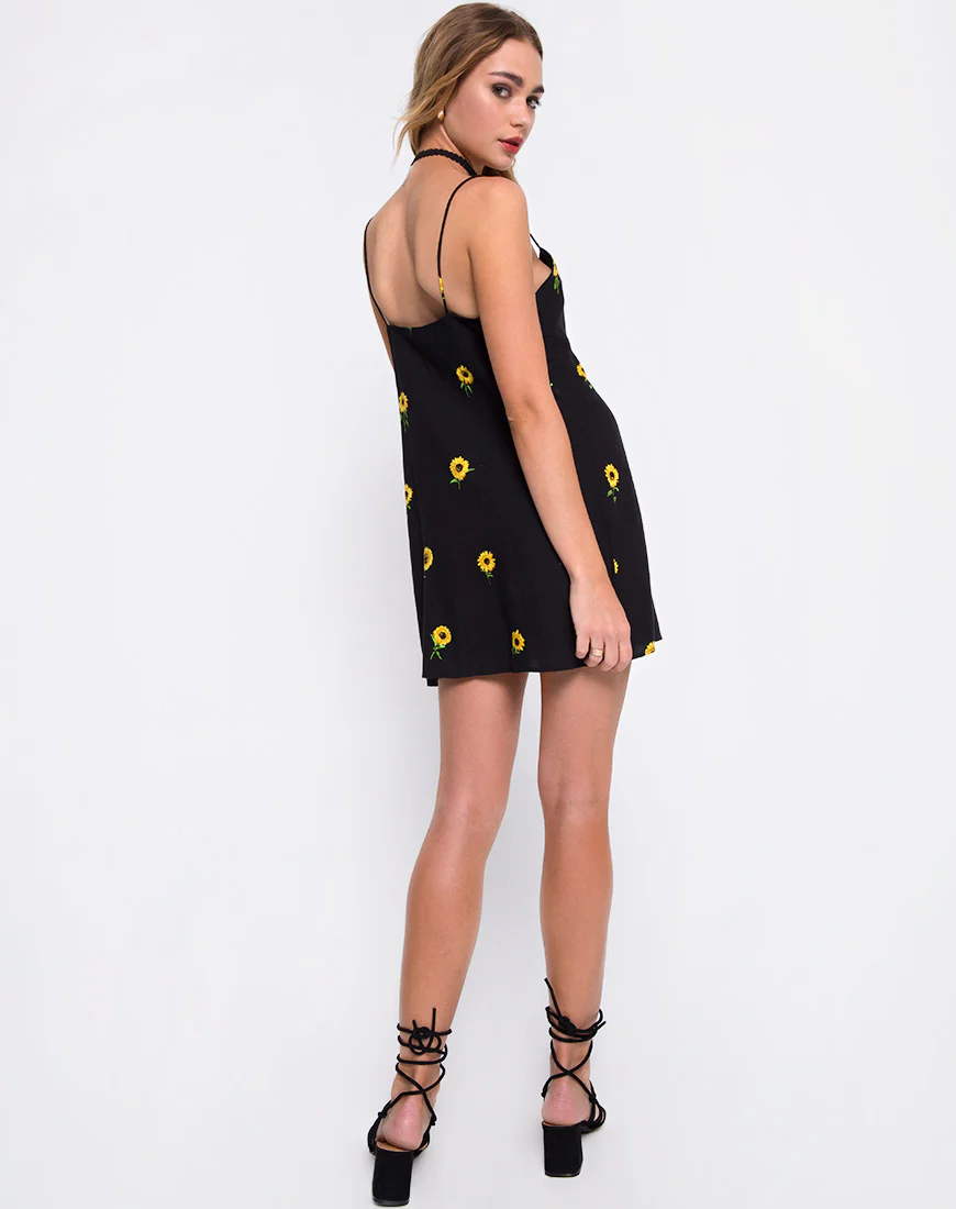 Medina Slip Dress in Ditsy Sunflower - Image 4