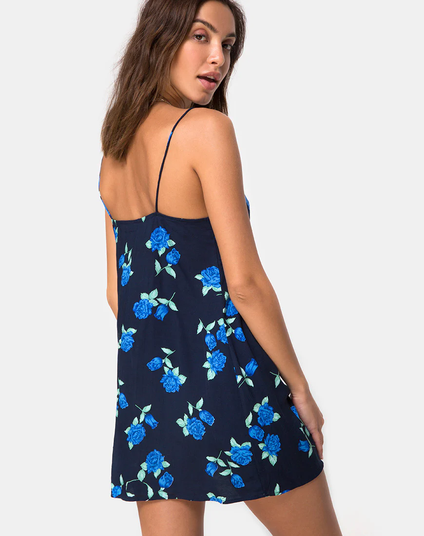 Medina Slip Dress in Midnight Blue Rose - Image 2