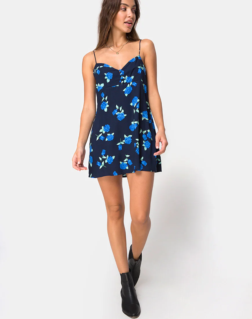 Medina Slip Dress in Midnight Blue Rose - Image 3