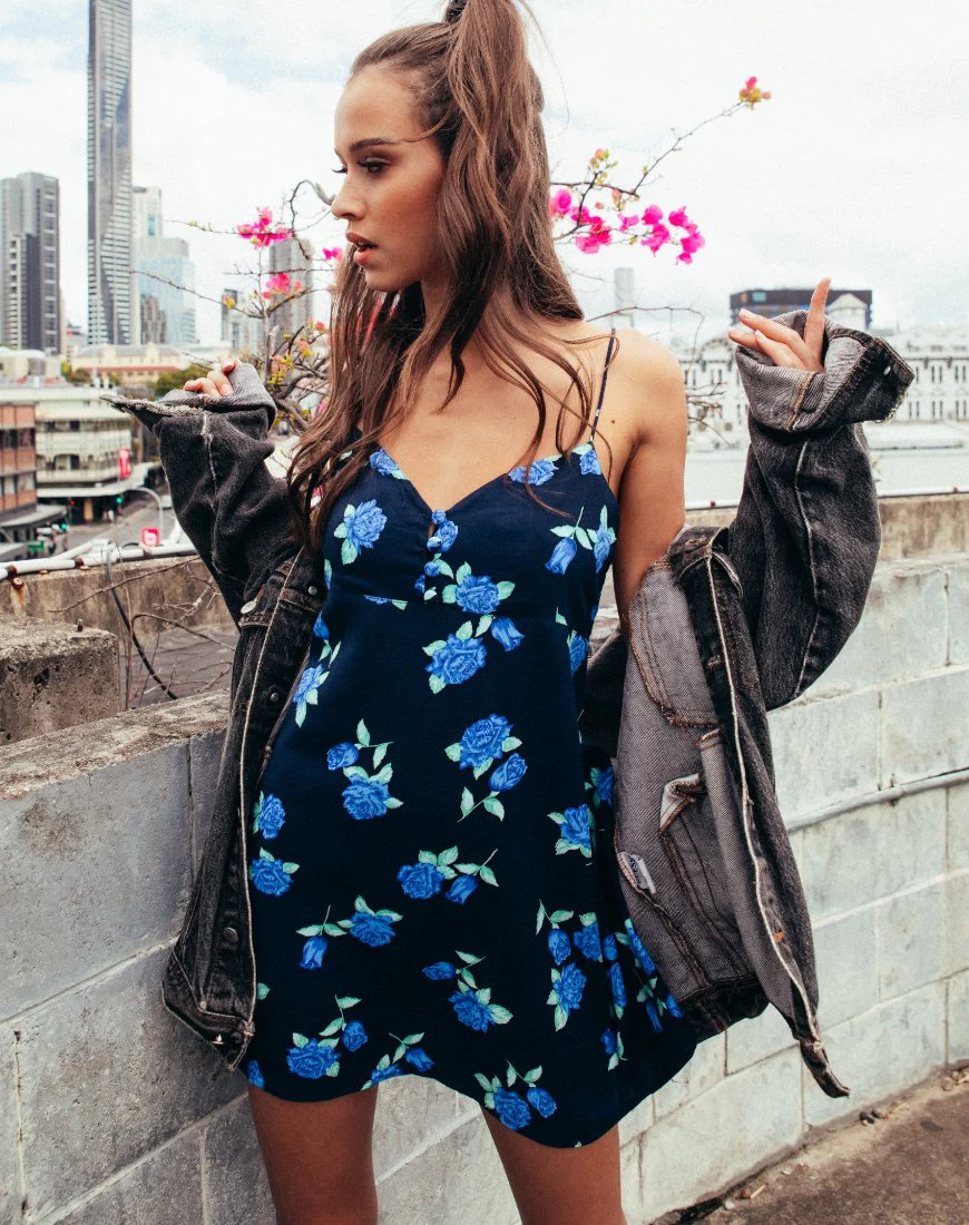 Medina Slip Dress in Midnight Blue Rose - Image 6