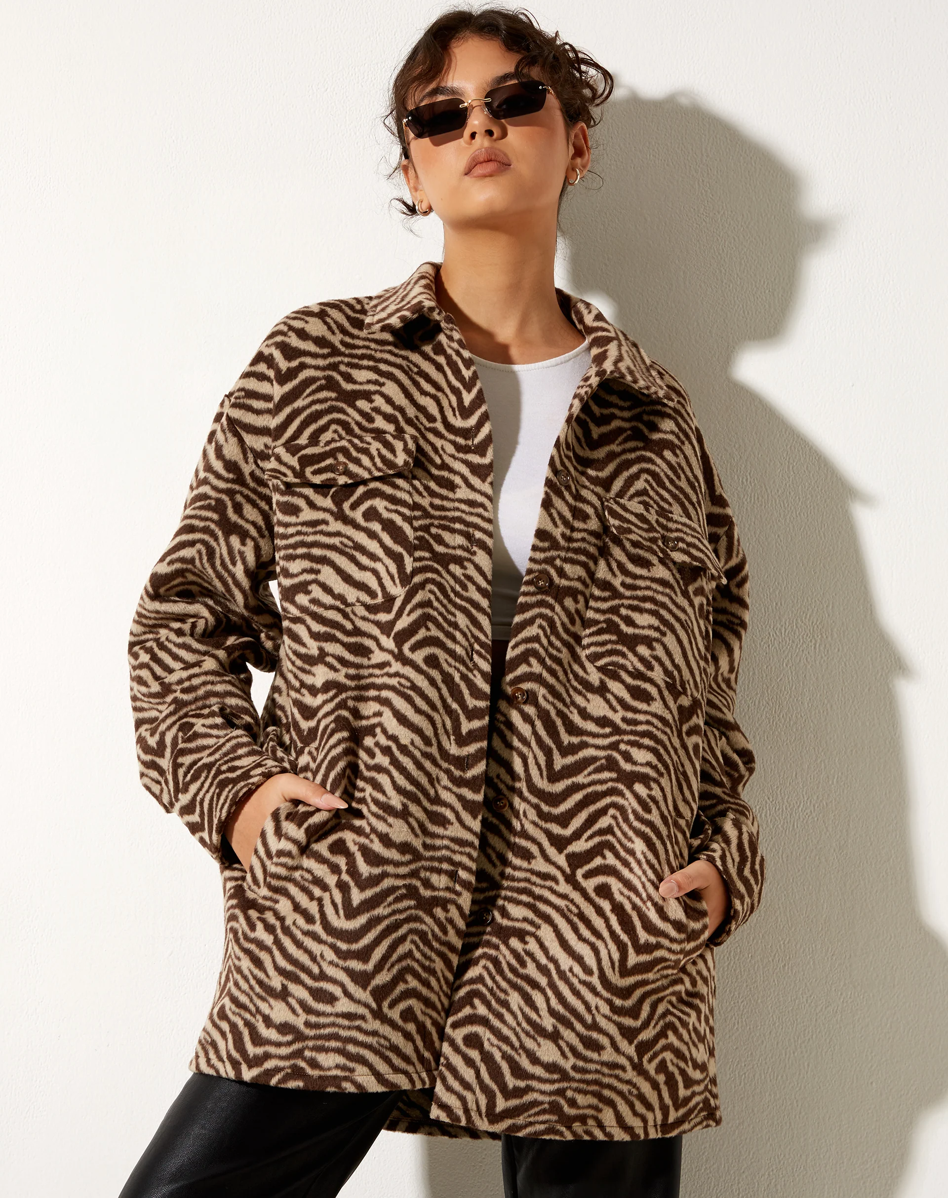 Medita Shirt in Brown Animal - Image 4