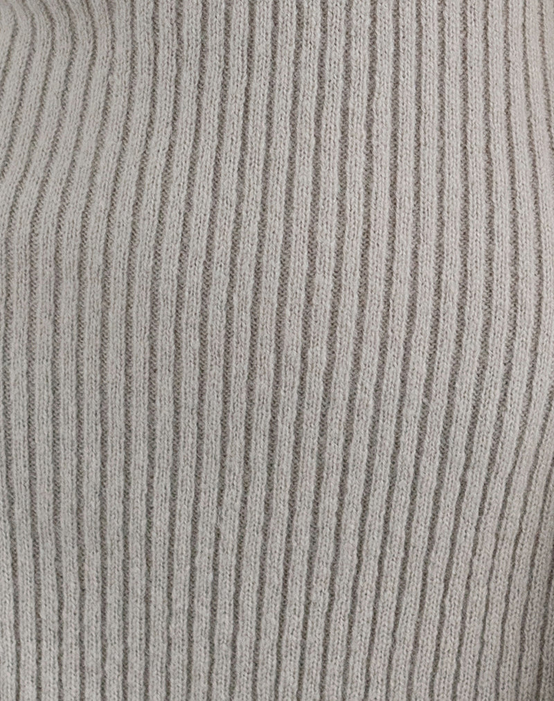 Meghan Dress in Wider Rib Knit Ecru - Image 6
