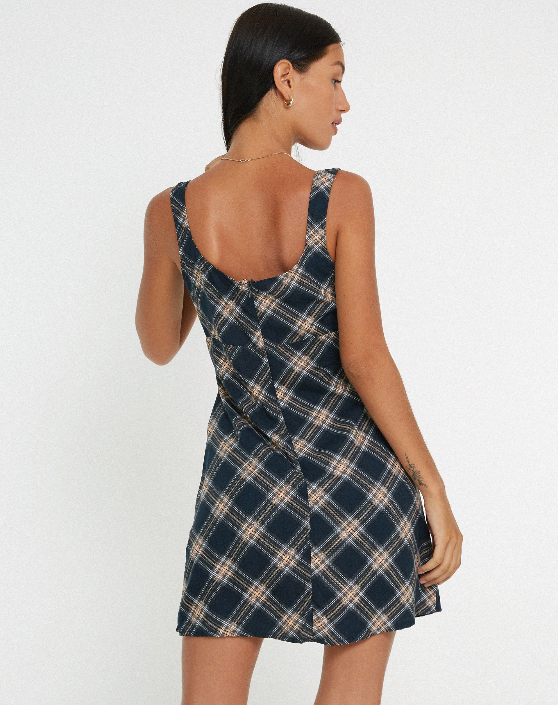 Mehra Slip Dress in 20's Check Black and Grey - Image 2