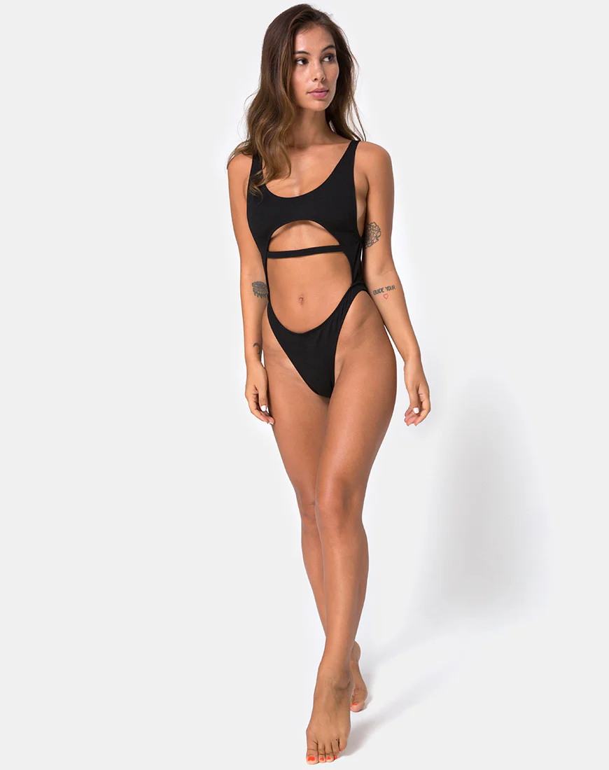 Mejia Swimsuit in Rib Black - Image 3