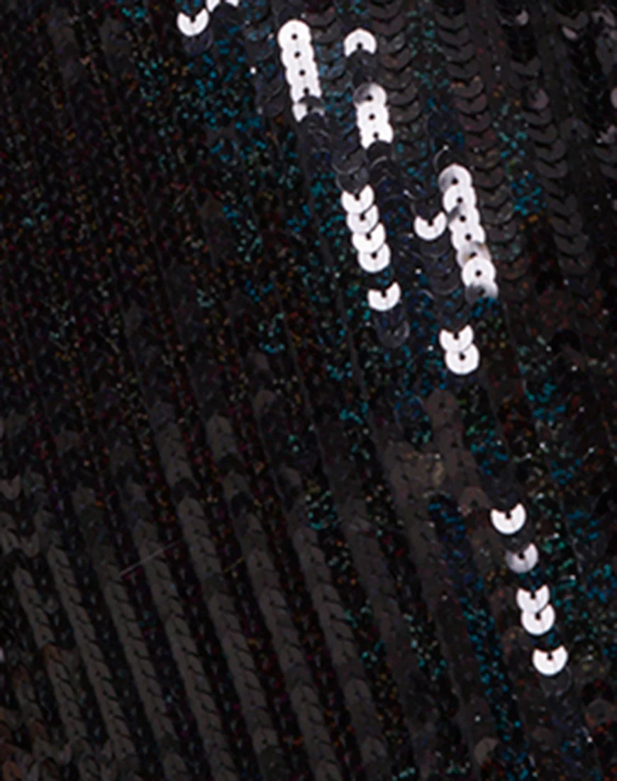 Meli Dress and Choker in Fishscale Sequin Black Iridescent - Image 5