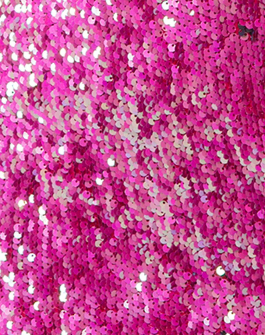 Meli Plunge Dress in Fishcale Sequin Pink - Image 6