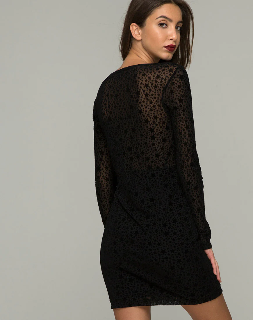 Meli Plunge Dress in Flock Star Lace Black - Image 2