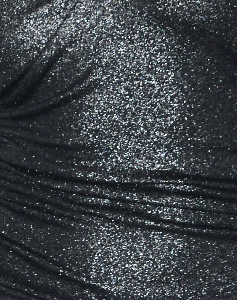 Melia Batwing Top in Metallic Slinky Black - Image 6