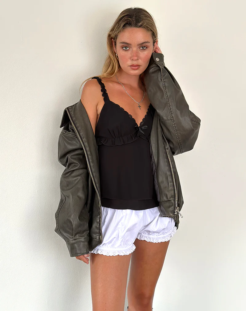 Melinda Frill Edge Cami Top in Black - Image 2
