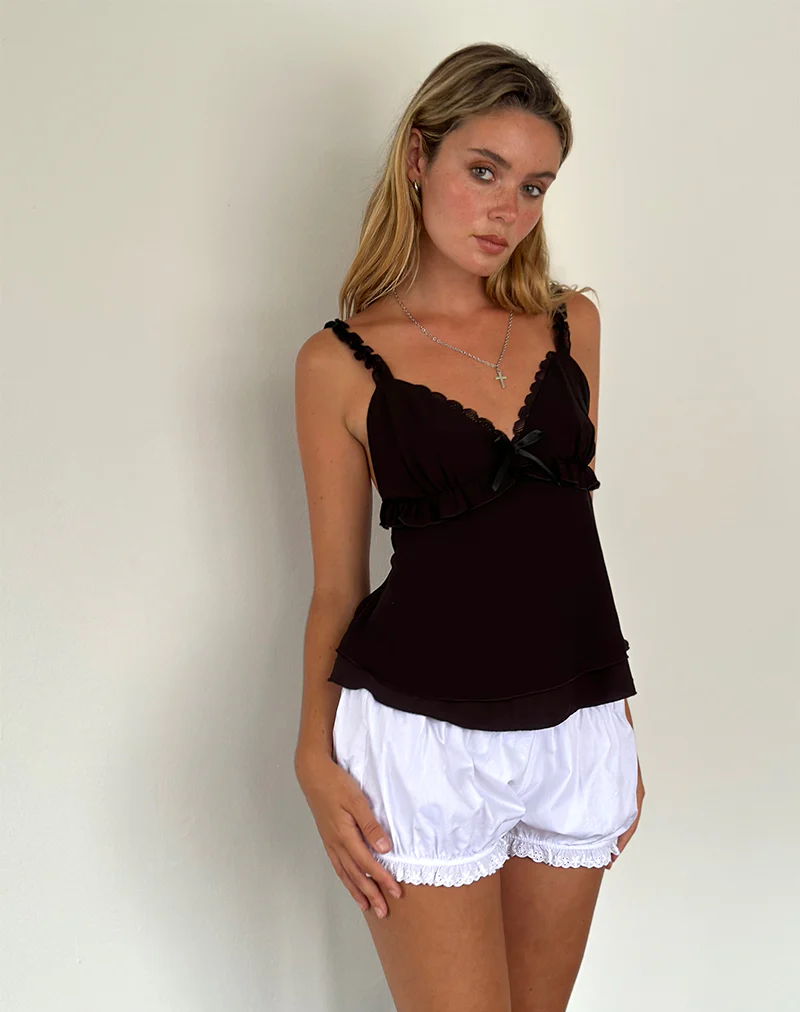Melinda Frill Edge Cami Top in Black - Image 3