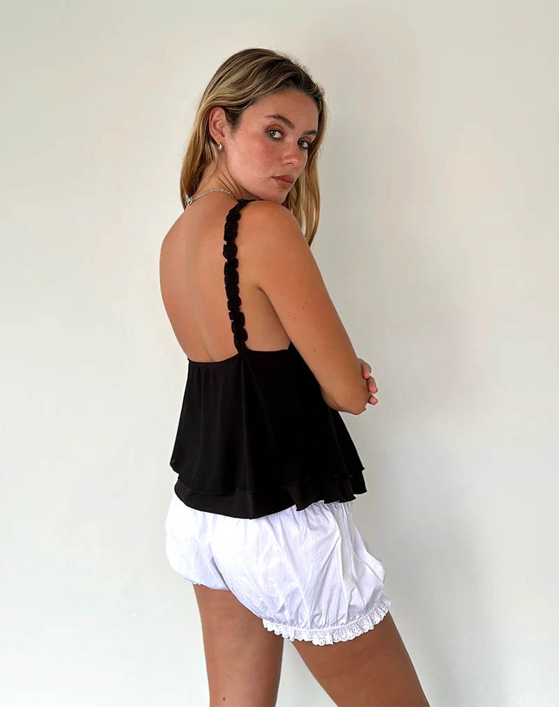Melinda Frill Edge Cami Top in Black - Image 4