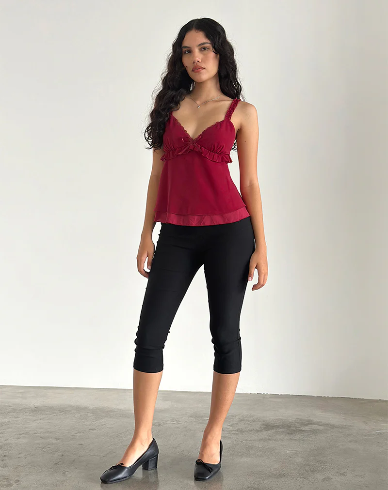 Melinda Frill Cami Top in Chiffon Deep Red - Image 3
