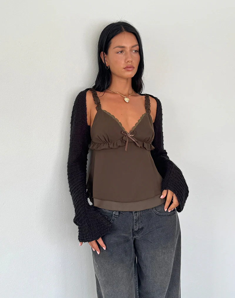 Melinda Frill Cami Top in Chiffon Olive - Image 4
