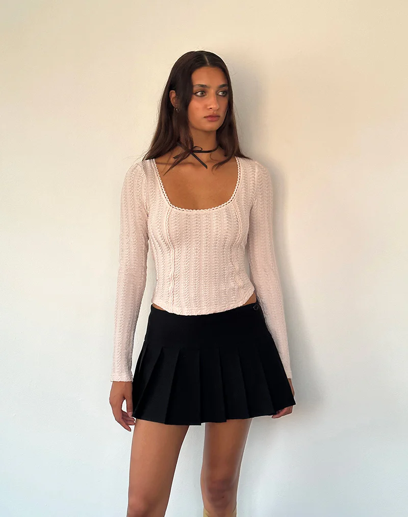 Melissa Textured Long Sleeve Top in Light Peach - Image 3