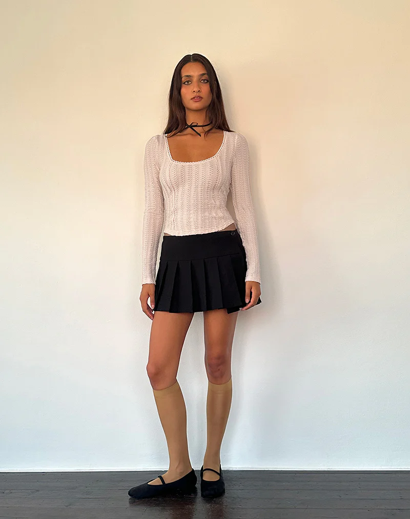Melissa Textured Long Sleeve Top in Light Peach - Image 4