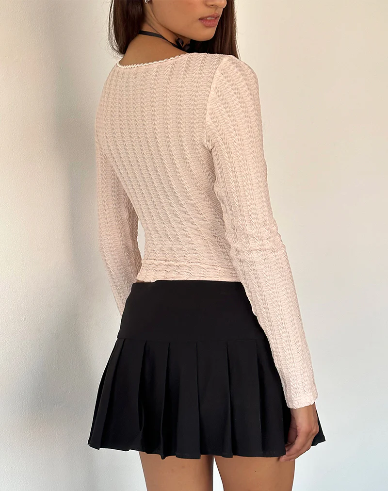Melissa Textured Long Sleeve Top in Light Peach - Image 5