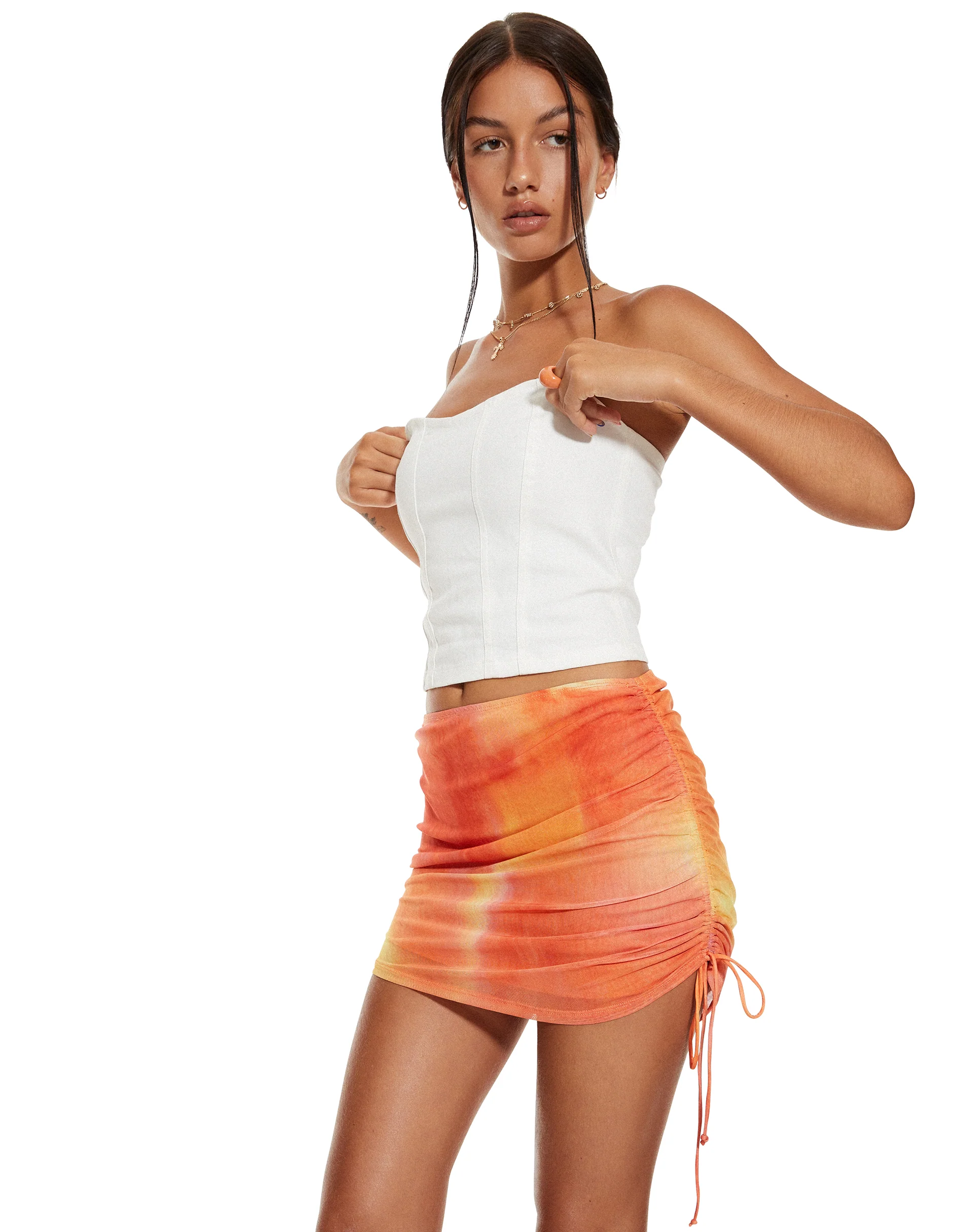 MOTEL X BARBARA Menari Bodycon Skirt in Fruit Crush Watercolour - Image 2