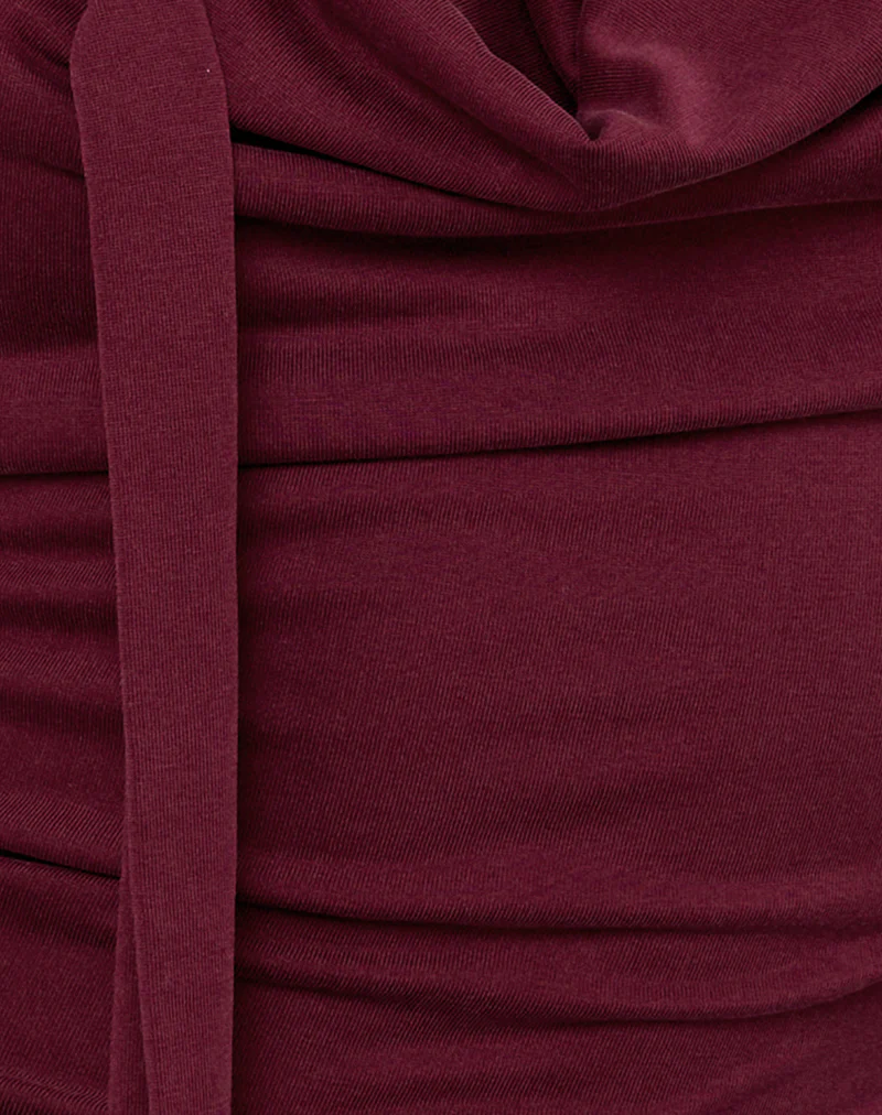 Menora Cowl Neck Top in Burgundy Curpo - Image 5