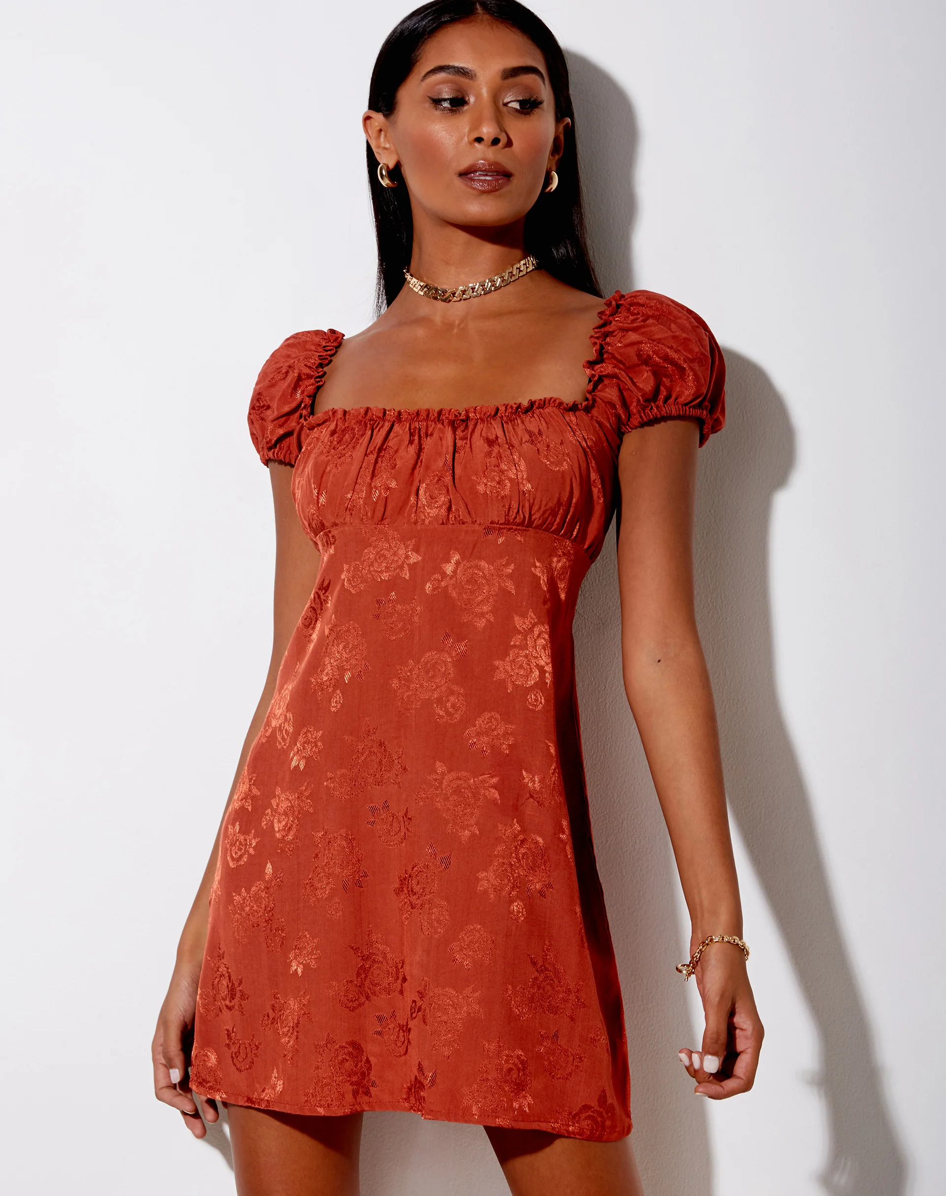 Menta Mini Dress in Satin Rose Copper - Image 2
