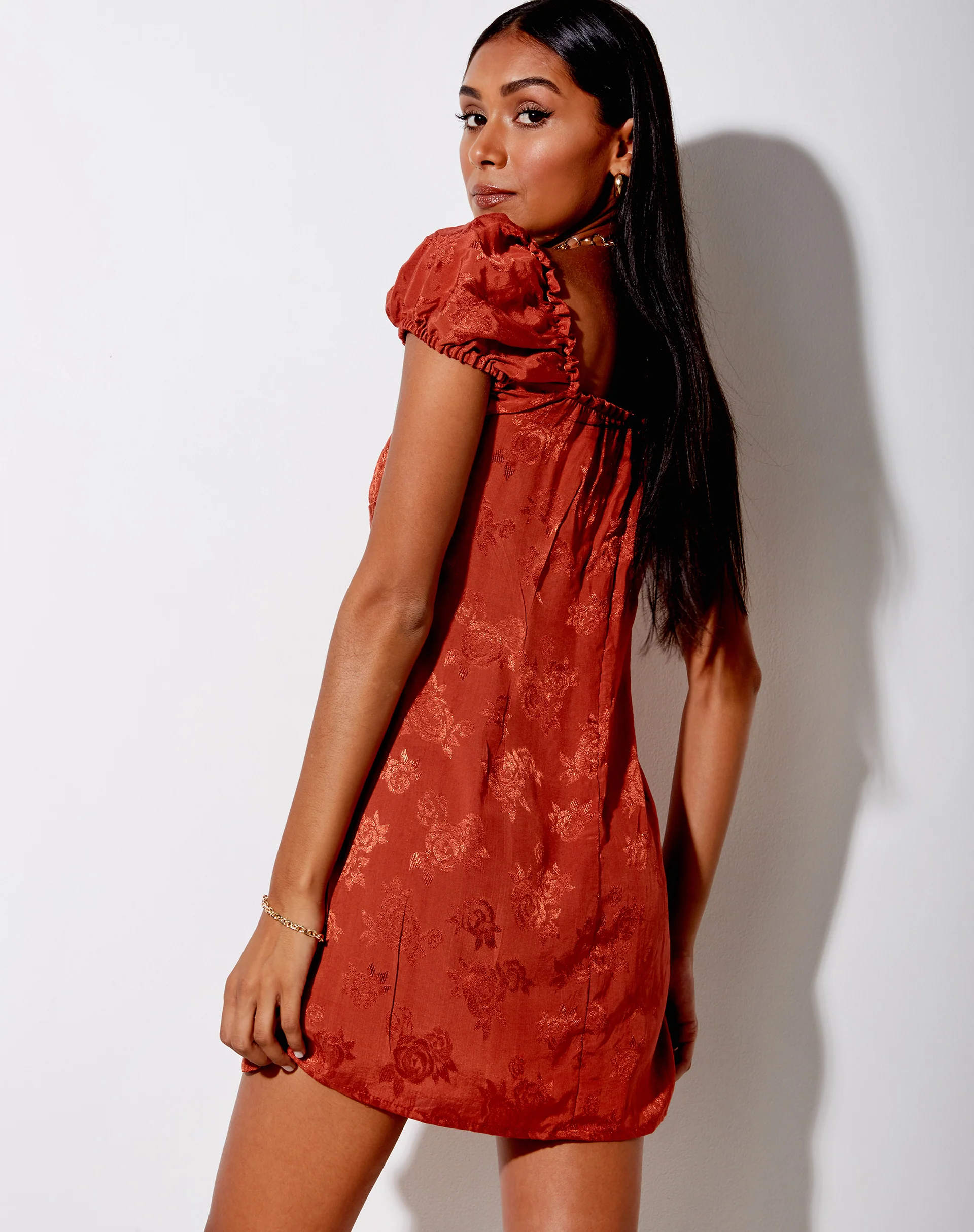 Menta Mini Dress in Satin Rose Copper - Image 3