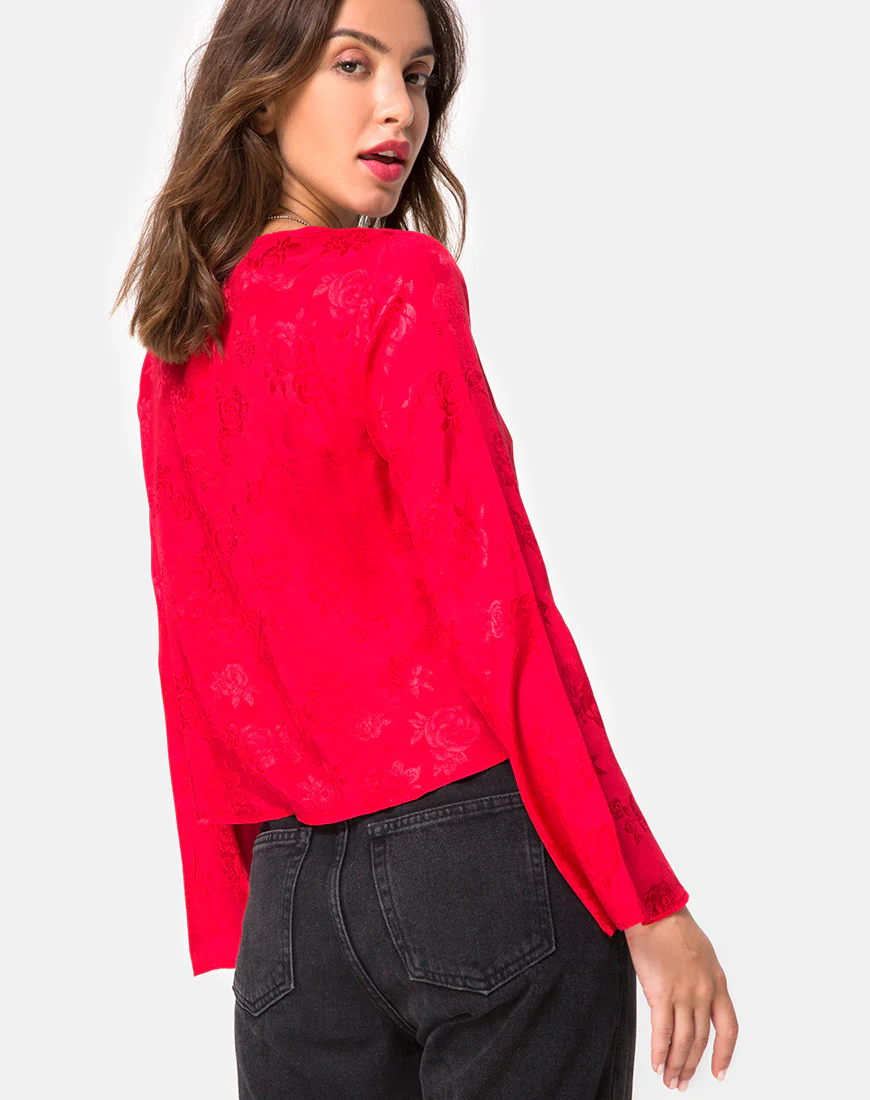Merida Blouse in Satin Red - Image 2