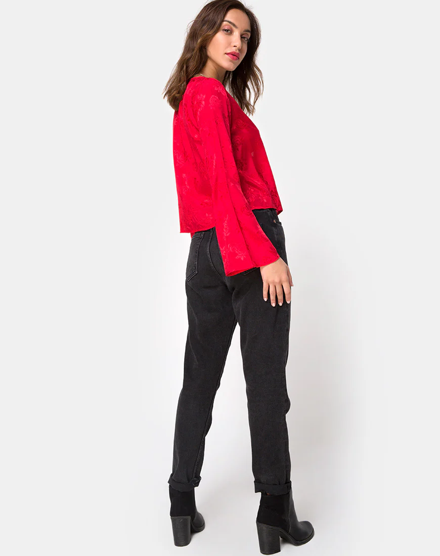 Merida Blouse in Satin Red - Image 4
