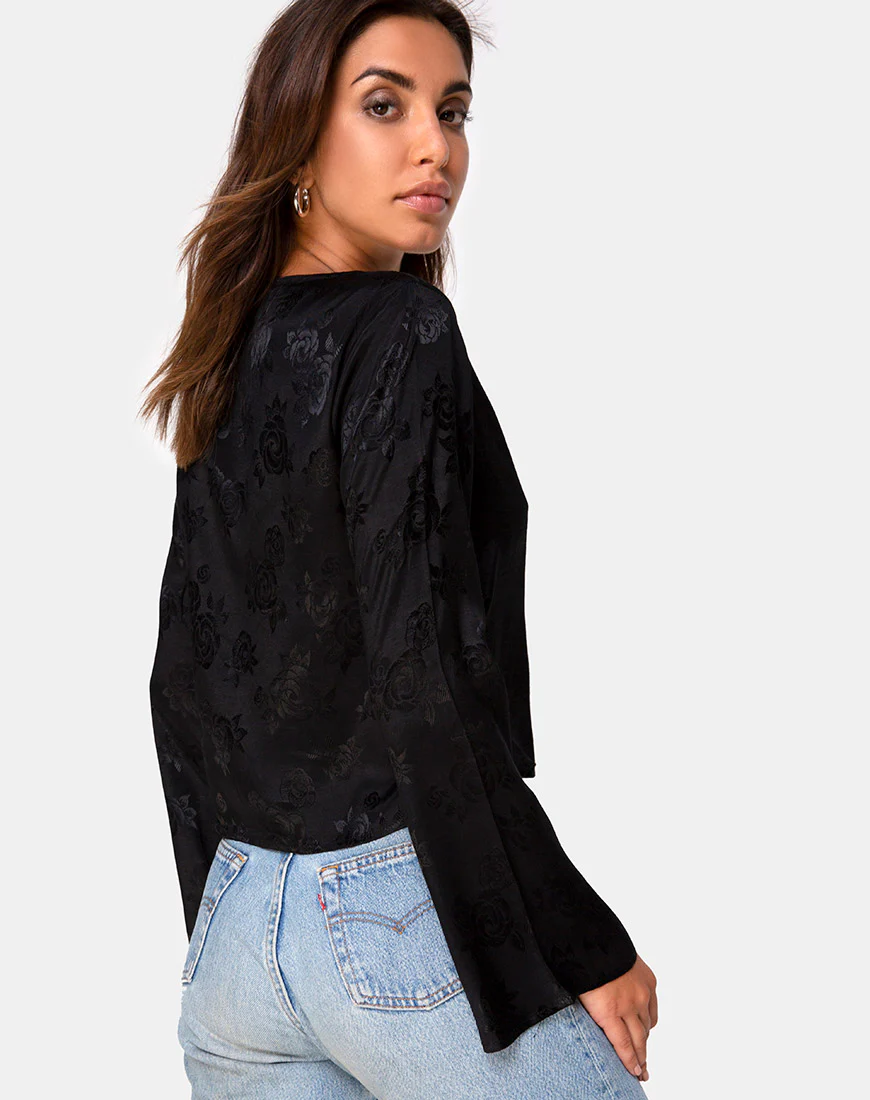 Merida Top in Satin Rose Black - Image 2