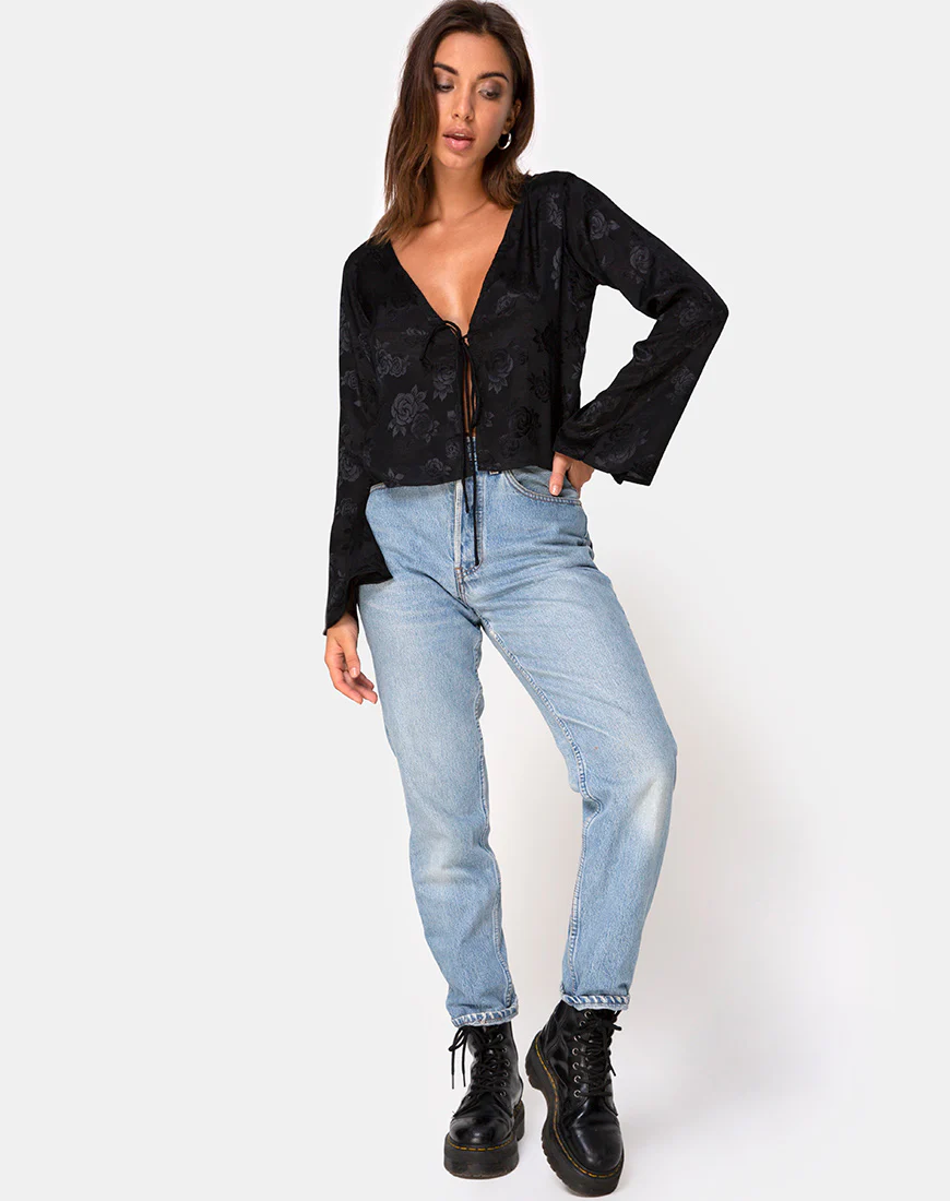 Merida Top in Satin Rose Black - Image 3
