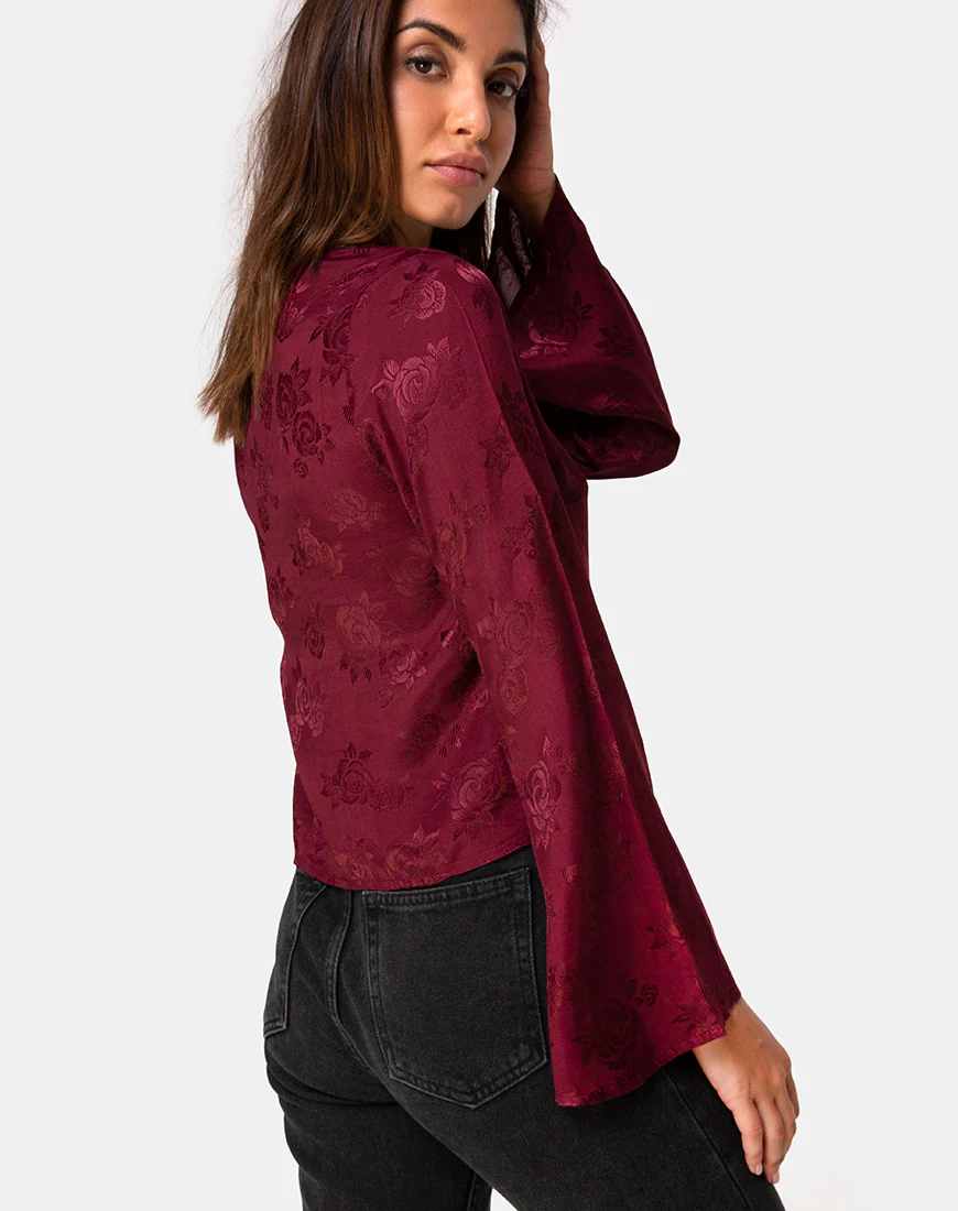 Merida Top in Satin Rose Burgundy - Image 2