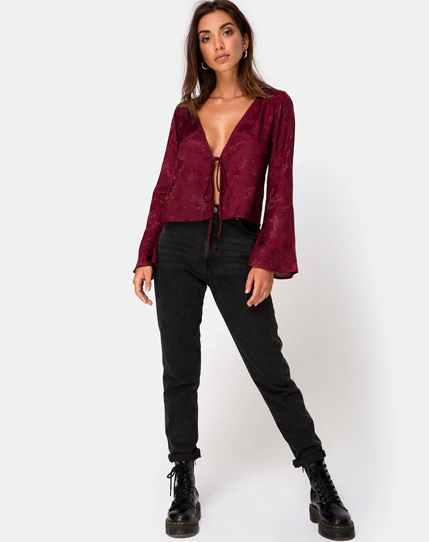 Merida Top in Satin Rose Burgundy - Image 3
