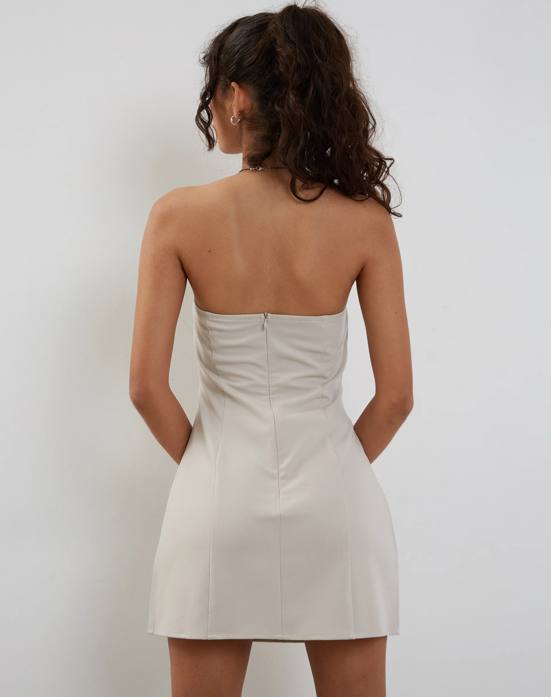 Merila Bandeau Mini Dress in Ivory Soft Tailoring - Image 3