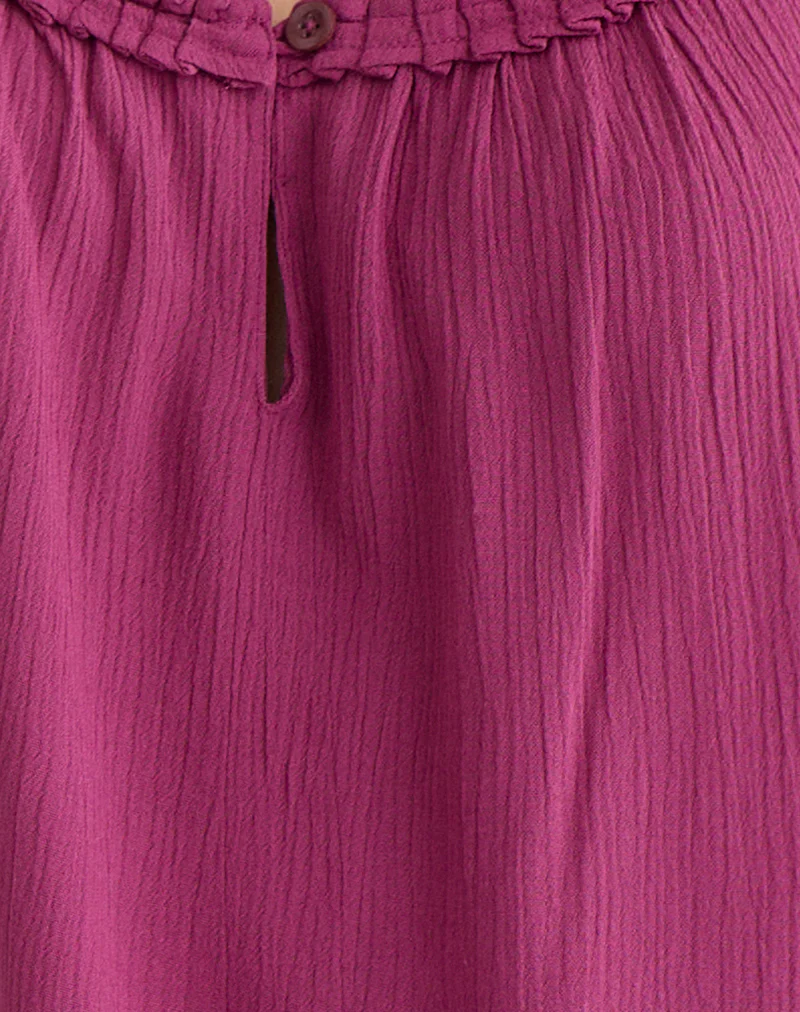 Merisso Scoop Neck Keyhole Top in Rose Burgundy - Image 5