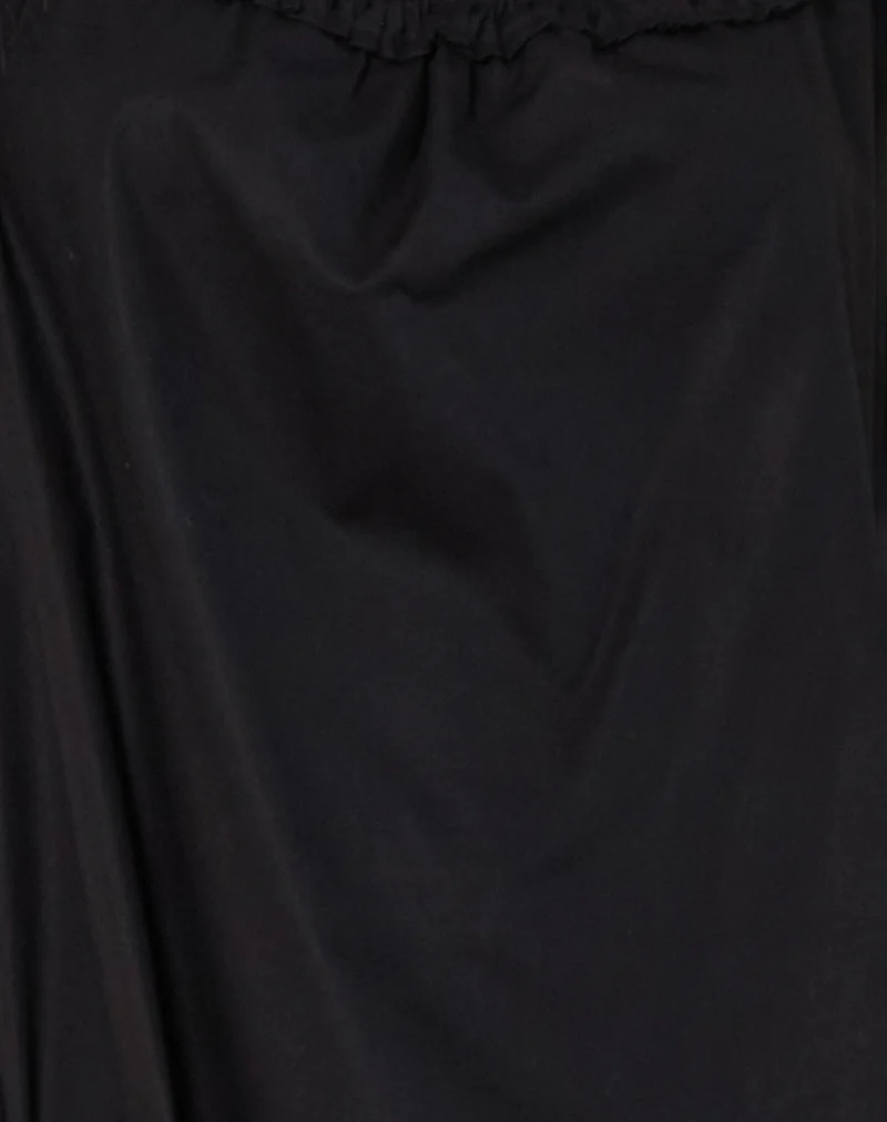 Merrily Smock Midi Dress in Poplin Black - Image 5