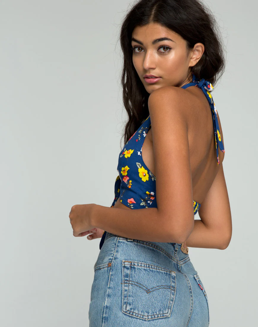 Meso Crop Top in Fleur Navy - Image 2