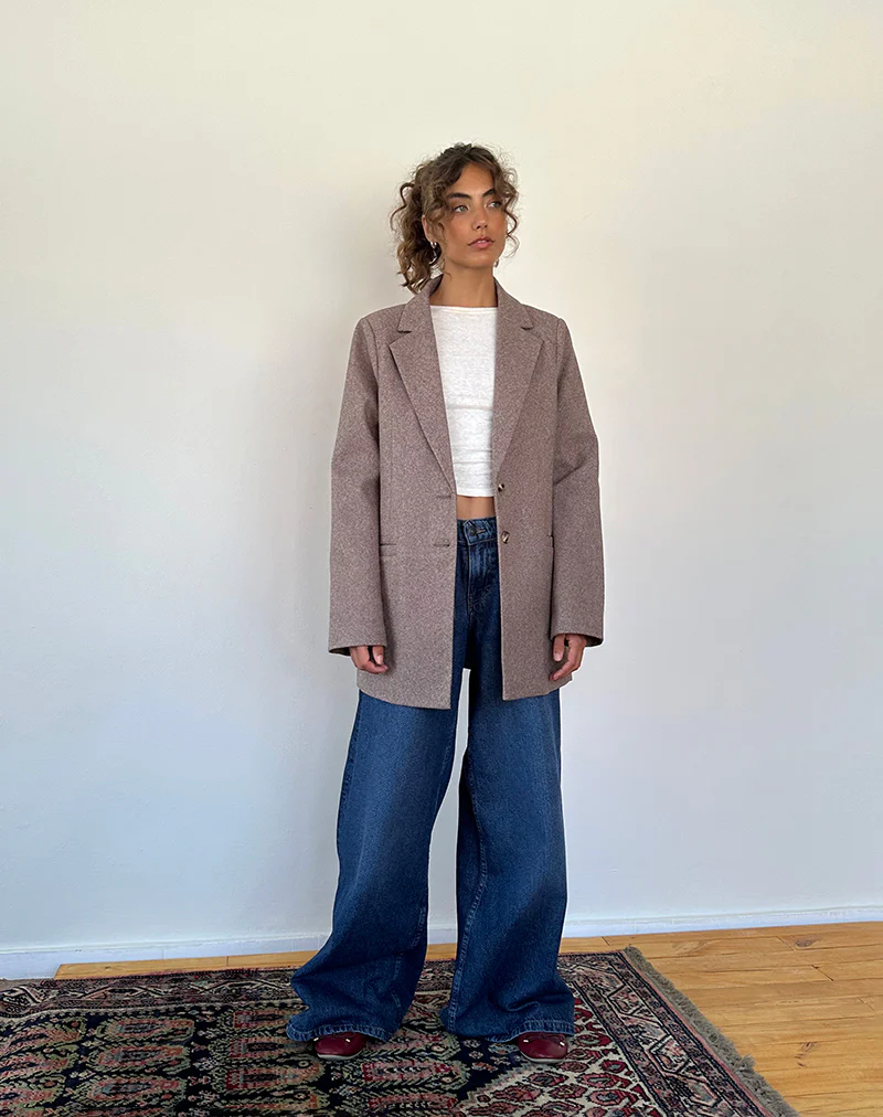 Messeir Faux Wool Blazer in Walnut - Image 2