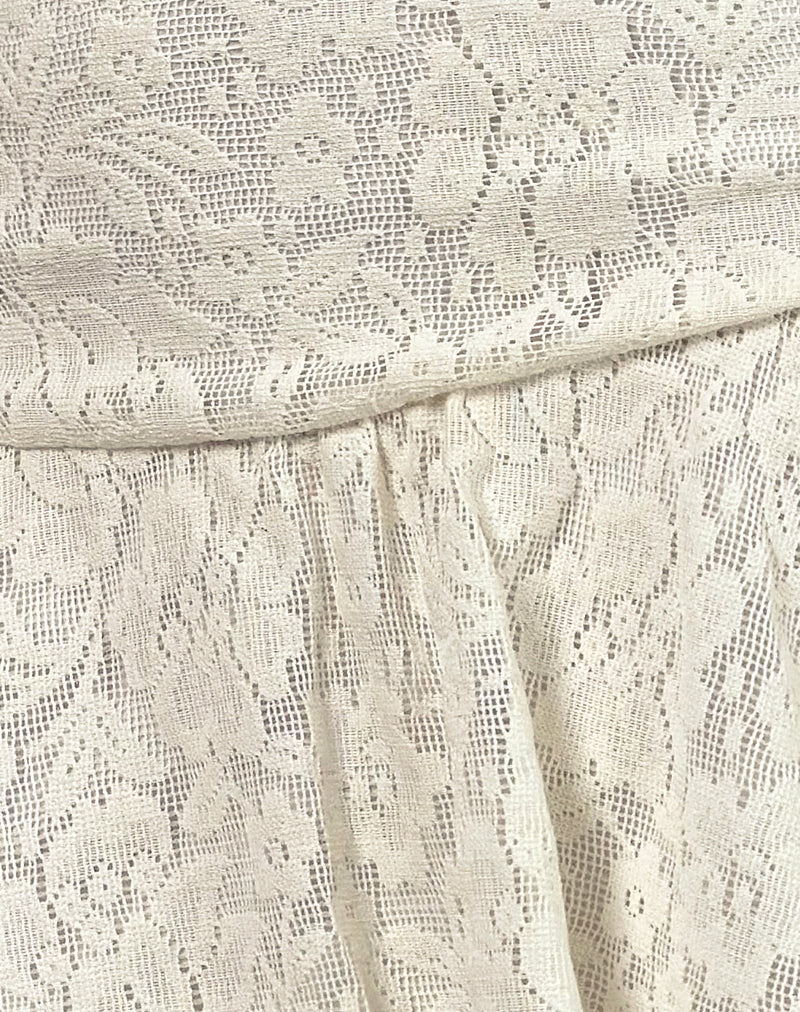 Meta Mini Skirt in Hibiscus Crochet Lace Ivory - Image 6