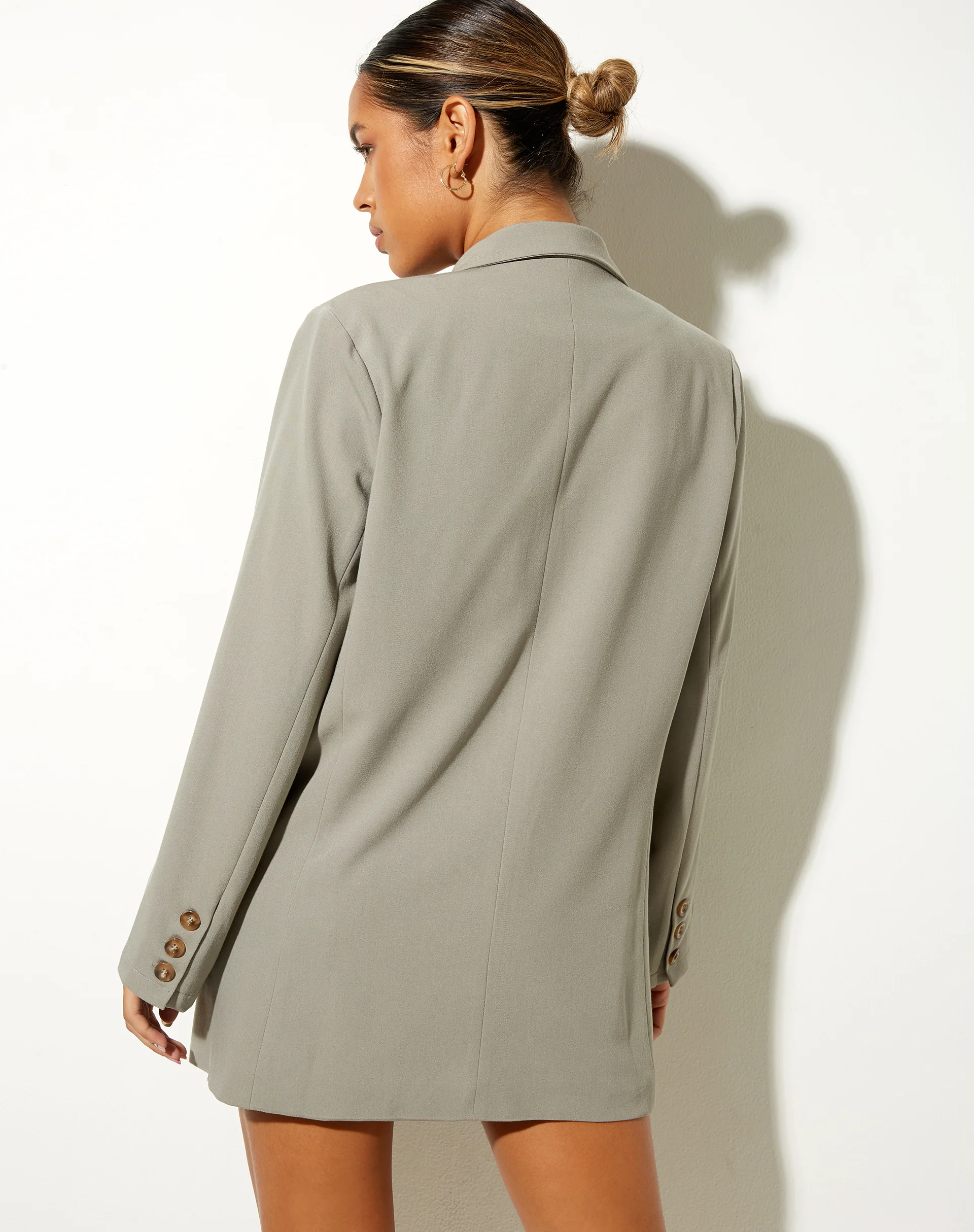Meva Blazer Dress in Green Beige - Image 2