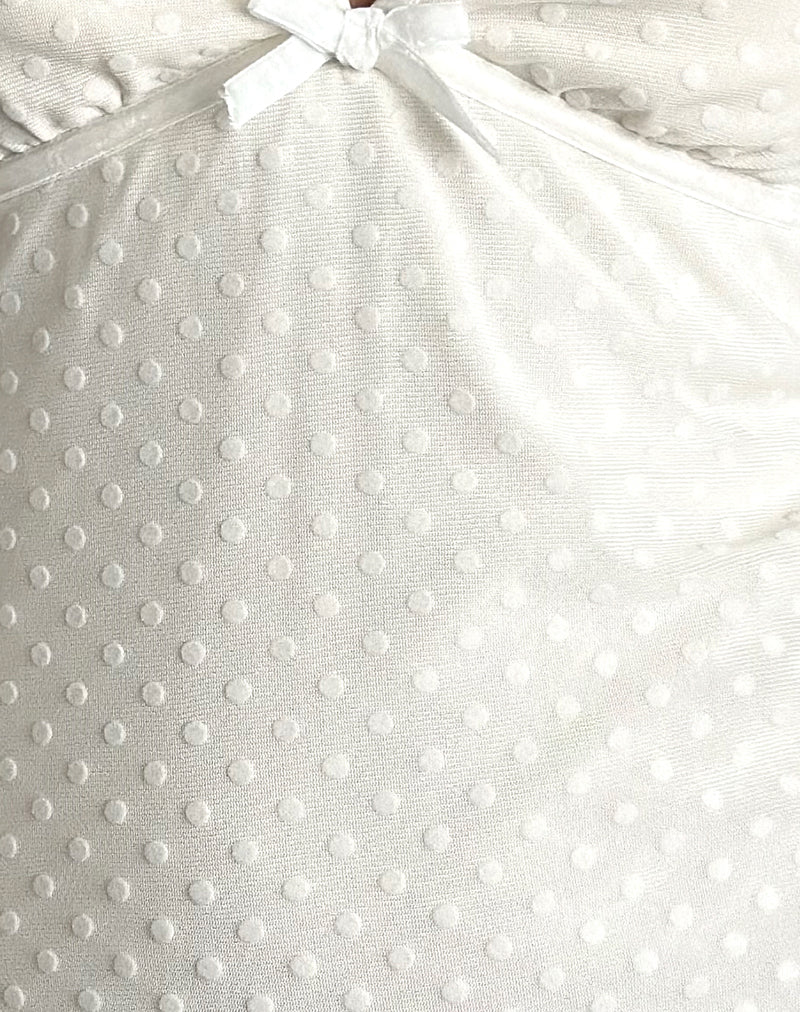 Mevila Cami Mini Dress in Ivory Polka Flock - Image 6