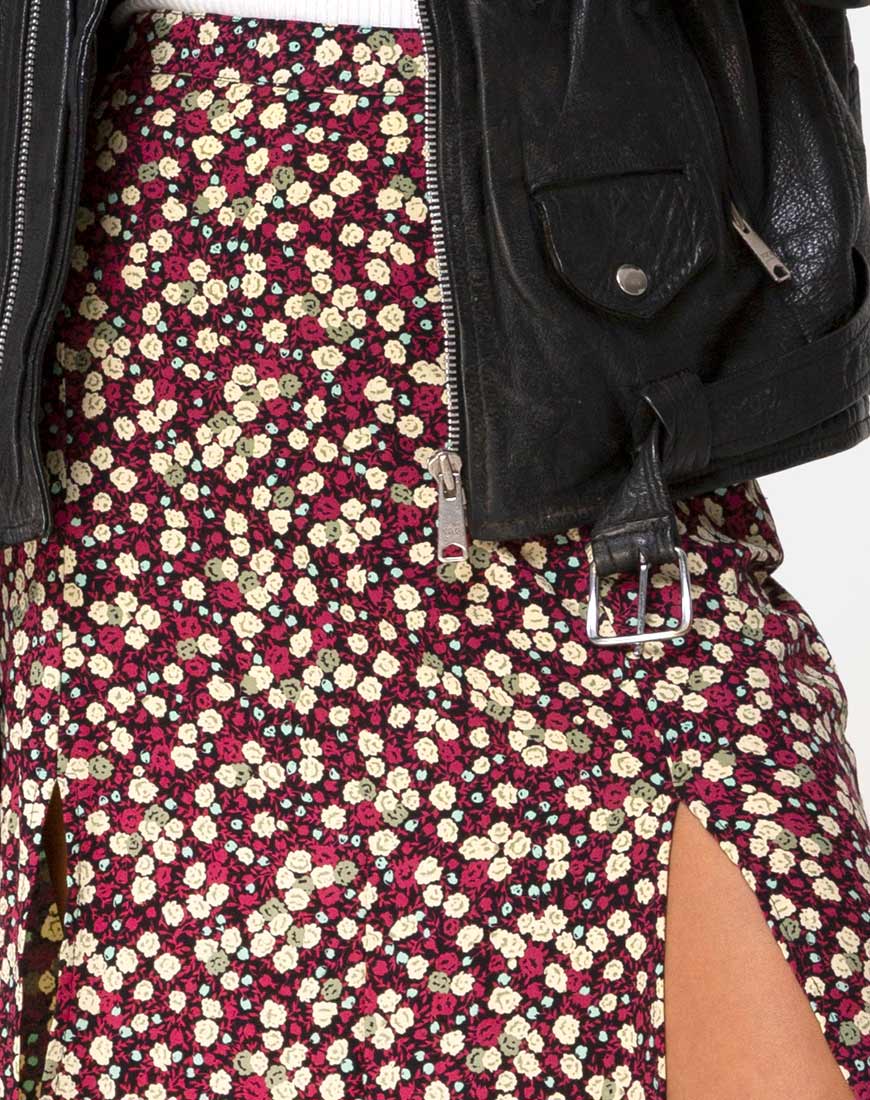 Mica Maxi Skirt in Floral Field Plum - Image 5